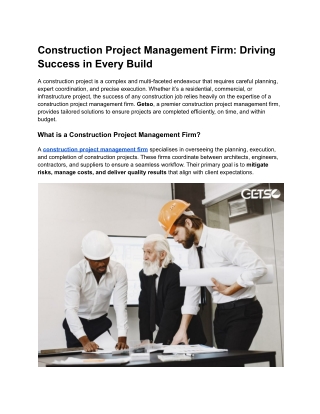 Construction Project Management Firm Driving Success in Every Build