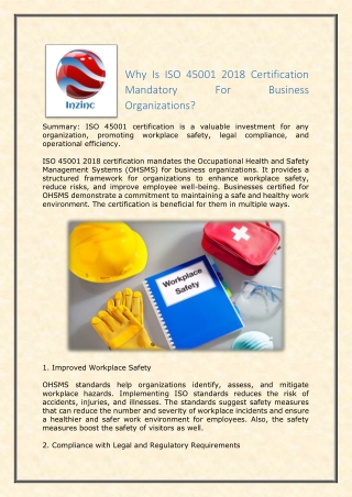 Why Is ISO 45001 2018 Certification Mandatory For Business Organizations