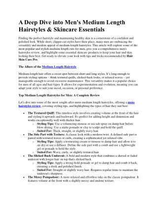 Men's Medium Length Hairstyles & Skincare Essentials