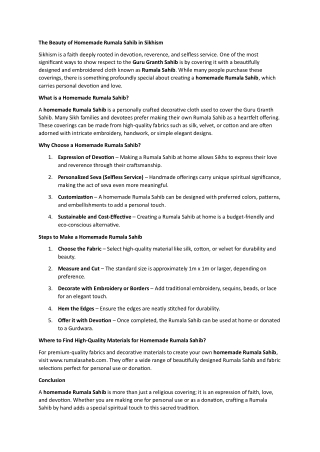 The Beauty of complete Rumala Sahib in Sikhism