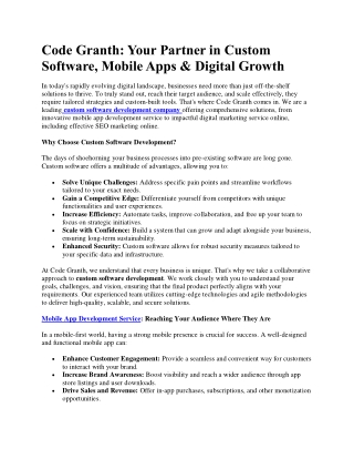 Code Granth - Partner in Software, Mobile Apps & Digital Growth