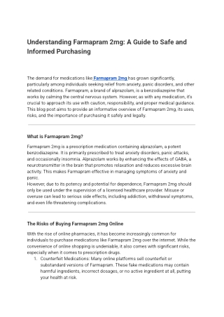 Understanding Farmapram 2mg