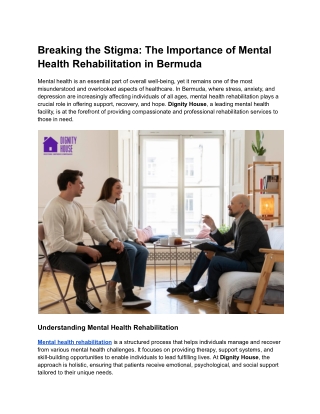 Breaking the Stigma The Importance of Mental Health Rehabilitation in Bermuda