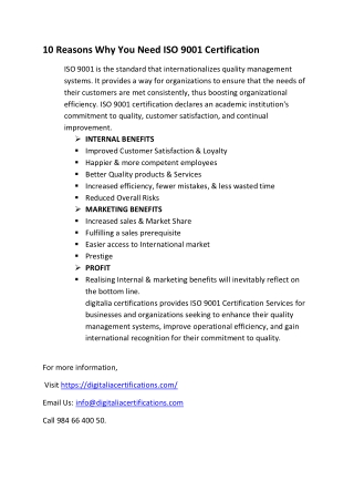 ISO 9001 CERTIFICATION SERVICES