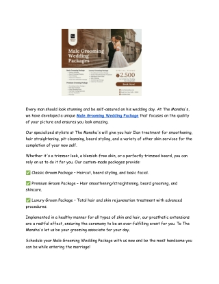 Male Grooming Wedding Packages – Look Your Best on Your Big Day!