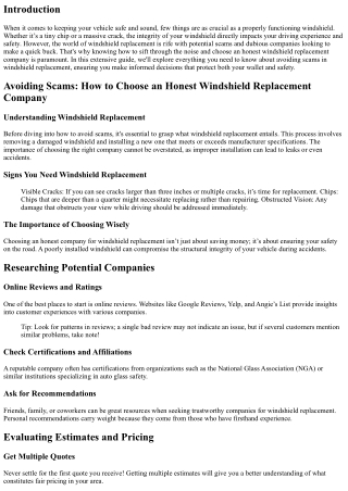 Avoiding Scams: How to Choose an Honest Windshield Replacement Company