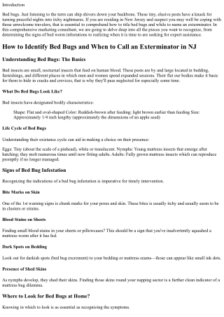 How to Identify Bed Bugs and When to Call an Exterminator in NJ