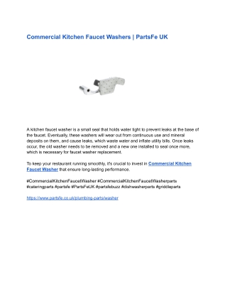 Commercial Kitchen Faucet Washers _ PartsFe UK