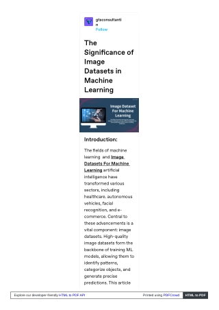 The Significance of Image Datasets in Machine Learning