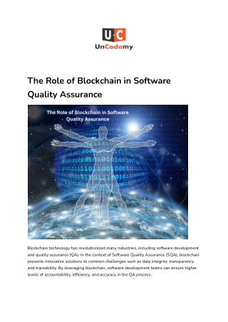 The Role of Blockchain in Software Quality Assurance