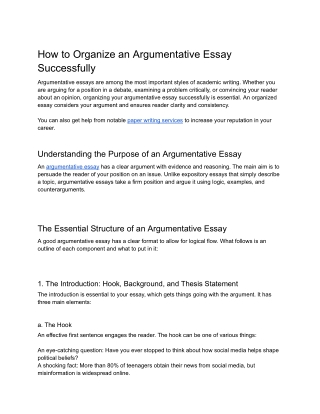How to Organize an Argumentative Essay Successfully