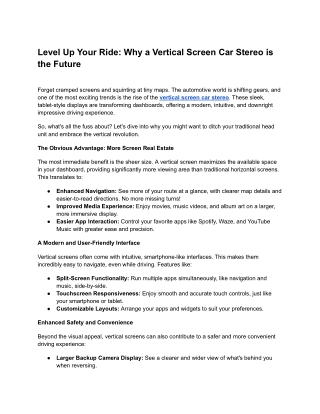 Level Up Your Ride_ Why a Vertical Screen Car Stereo is the Future