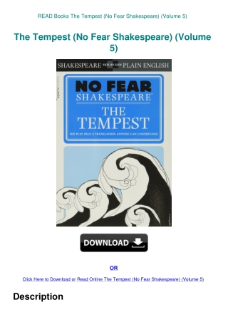 READ Books The Tempest (No Fear Shakespeare) (Volume 5)