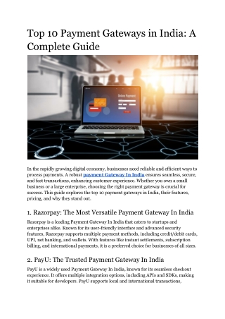 Top 10 Payment Gateways in India_ A Complete Guide