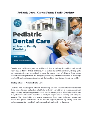 Pediatric Dental Care at Fresno Family Dentistry
