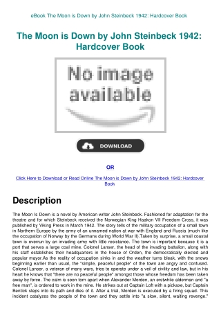 eBook The Moon is Down by John Steinbeck 1942 Hardcover Book