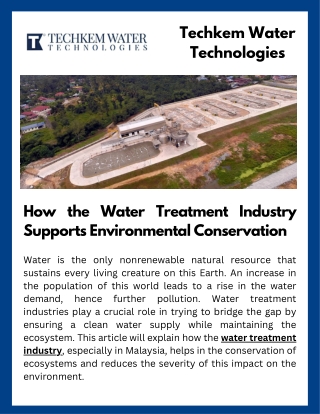 How the Water Treatment Industry Supports Environmental Conservation