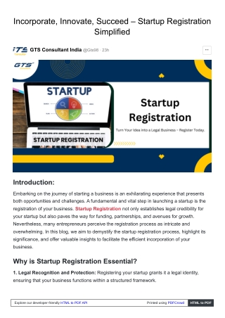 Incorporate, Innovate, Succeed – Startup Registration Simplified