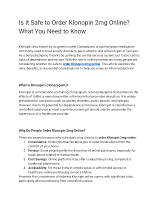 Is It Safe to Order Klonopin 2mg Online_ What You Need to Know
