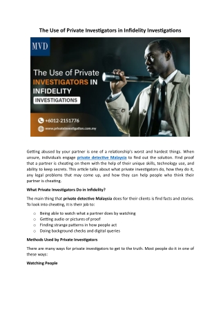 The Use of Private Investigators in Infidelity Investigations (1)