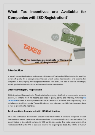 What Tax Incentives are Available for Companies with ISO Registration