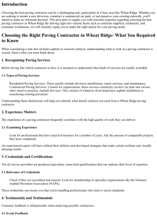 Picking the Right Paving Contractor in Wheat Ridge: What You Need to Know