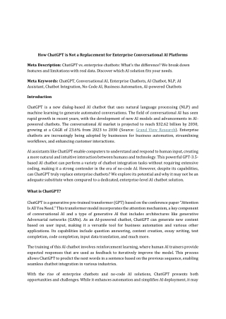 How ChatGPT is Not a Replacement for Enterprise Conversational AI Platforms