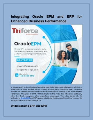 Integrating Oracle EPM and ERP for Enhanced Business Performance