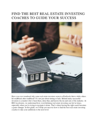 REAL ESTATE INVESTING COACHES