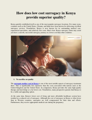 How does low cost surrogacy in Kenya provide superior quality