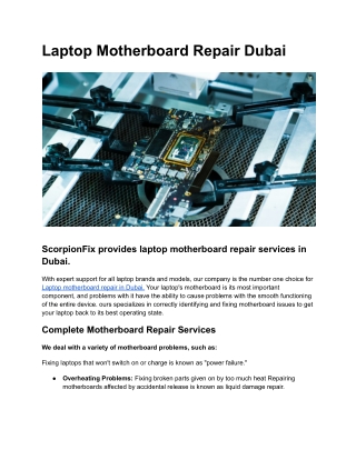 Laptop Motherboard Repair Dubai