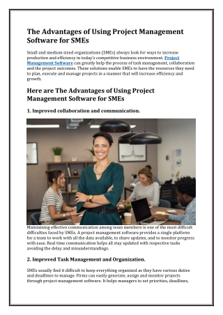 The Advantages of Using Project Management Software for SMEs