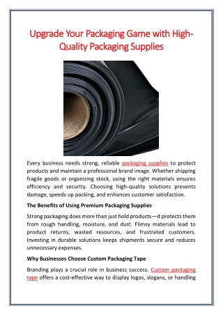 Upgrade Your Packaging Game with High-Quality Packaging Supplies
