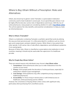 Where to Buy Ultram Without a Prescription_ Risks and Alternatives