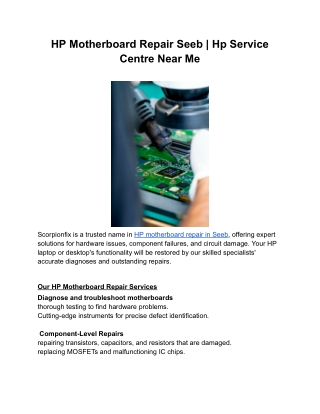 HP Motherboard Repair Seeb _ Hp Service Centre Near Me