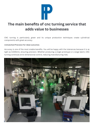 The main benefits of cnc turning service that adds value to businesses