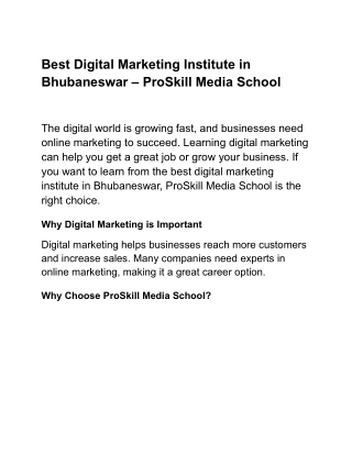 Best Digital Marketing Institute in Bhubaneswar – ProSkill Media School (1)
