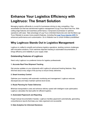 Enhance Your Logistics Efficiency with Logitruco_ The Smart Solution