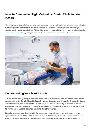 How to Choose the Right Columbus Dental Clinic for Your Needs