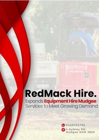 RedMack Equipment Hire Expands Equipment Hire Mudgee Services to Meet Growing Demand