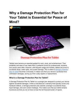 Damage Protection Plan for Tablet_ A Smart Choice for a Smarter Device