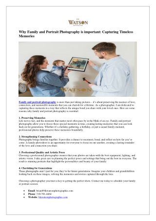 Why Family and Portrait Photography is important Capturing Timeless Memories