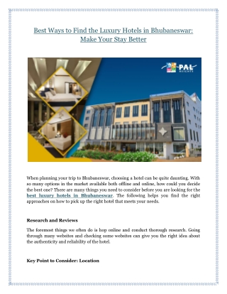 Best Ways to Find the Luxury Hotels in Bhubaneswar: Make Your Stay Better