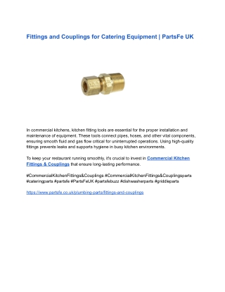 Fittings and Couplings for Catering Equipment _ PartsFe UK