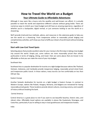 How to Travel the World on a Budget