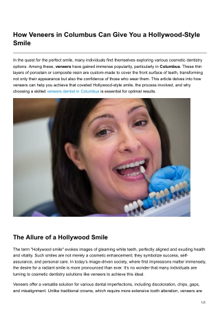 How Veneers in Columbus Can Give You a Hollywood-Style Smile