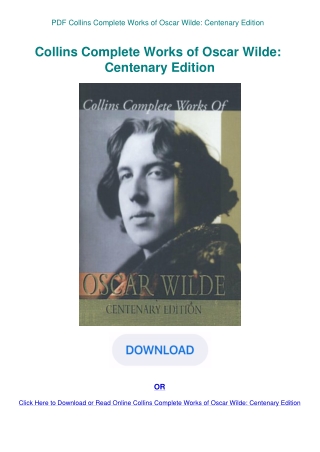 PDF Collins Complete Works of Oscar Wilde Centenary Edition