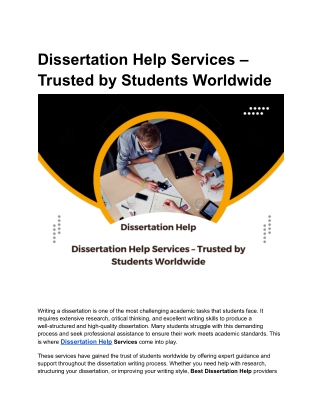 Dissertation Help Services – Trusted by Students Worldwide