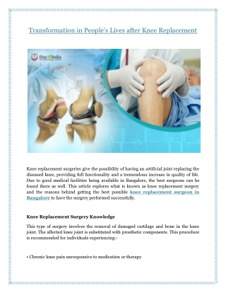 Transformation in People's Lives after Knee Replacement