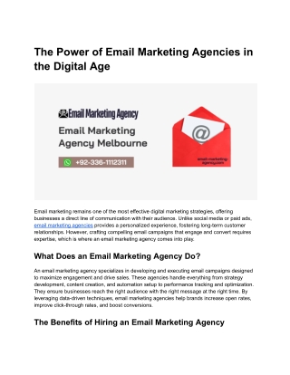 The Power of Email Marketing Agencies in the Digital Age